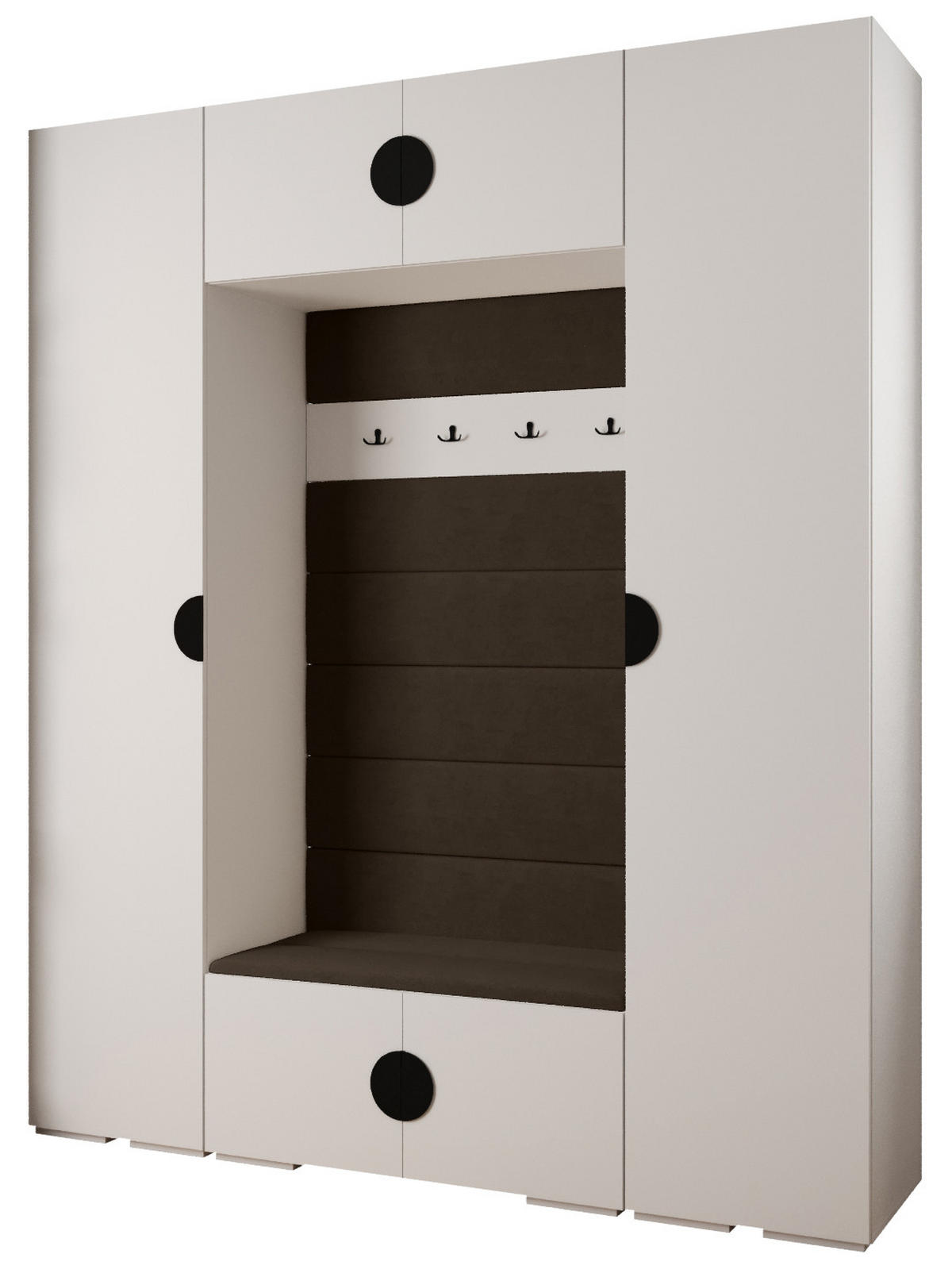 GARDEROBEN-SET 236,7/200/47 - Schwarz/Weiß, Holz/Kunststoff (200/236.7/47cm) - Abiks Möbel