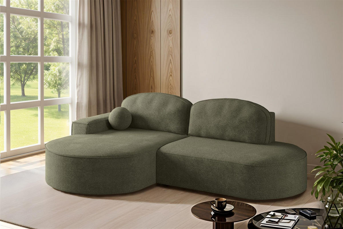 ECKSOFA Girona Mit Schlaffunktion - Grün, Holzwerkstoff/Textil (278/179cm) - Fun Möbel