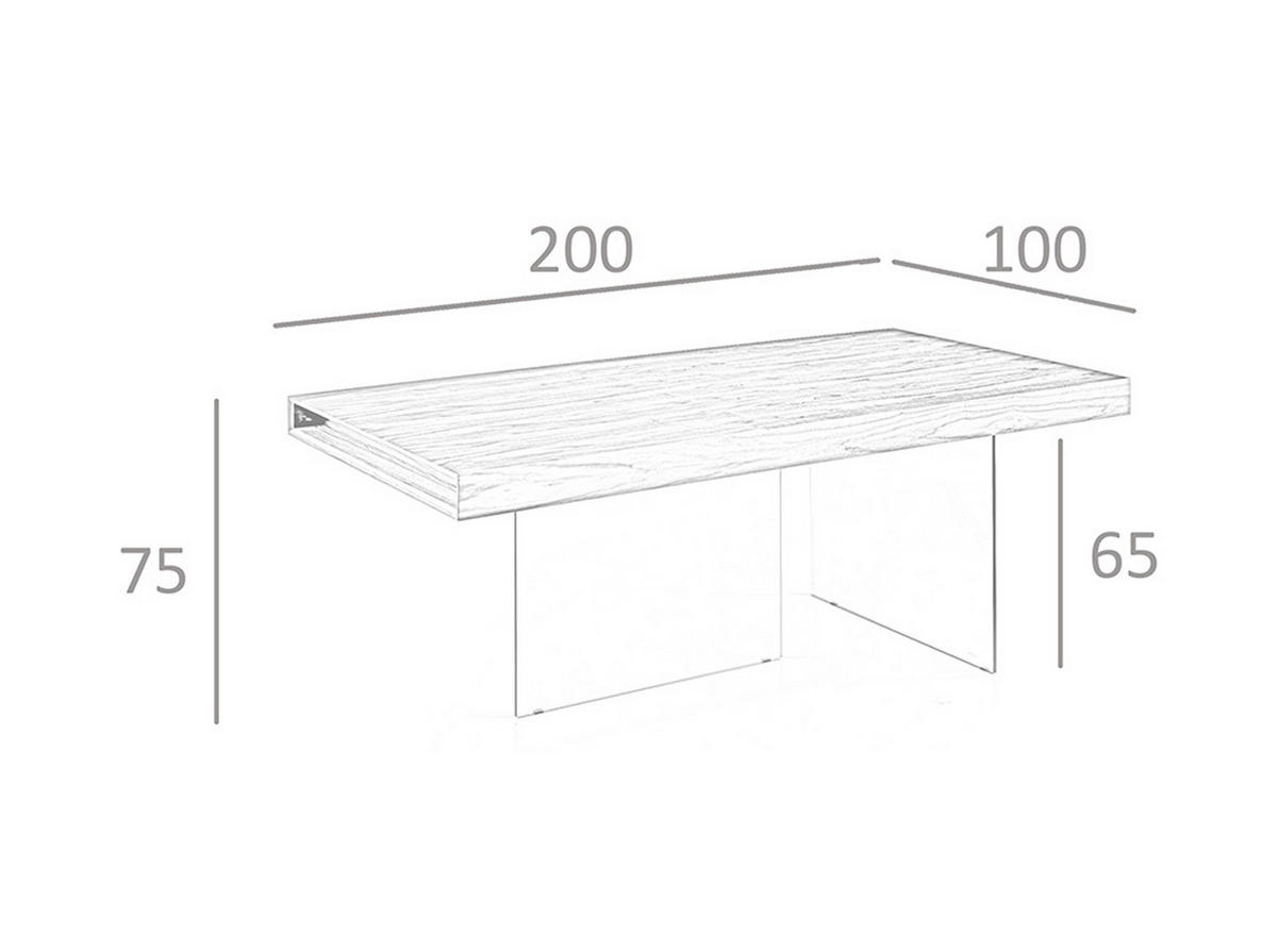 ESSTISCH Rechteckig Glas Walnuss 200/100/75 cm - Transparent/Walnussfarben, Glas/Holz (100/200/75cm) - ANGEL CERDA