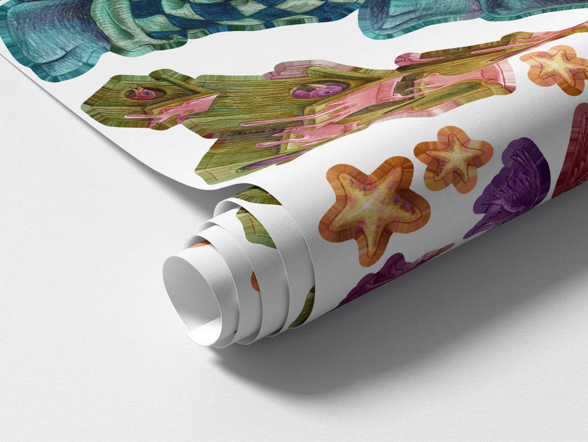 WANDAUFKLEBER 80x106cm - Märchentiere - Multicolor, Kunststoff (80/106/0.1cm) - Wallfluent