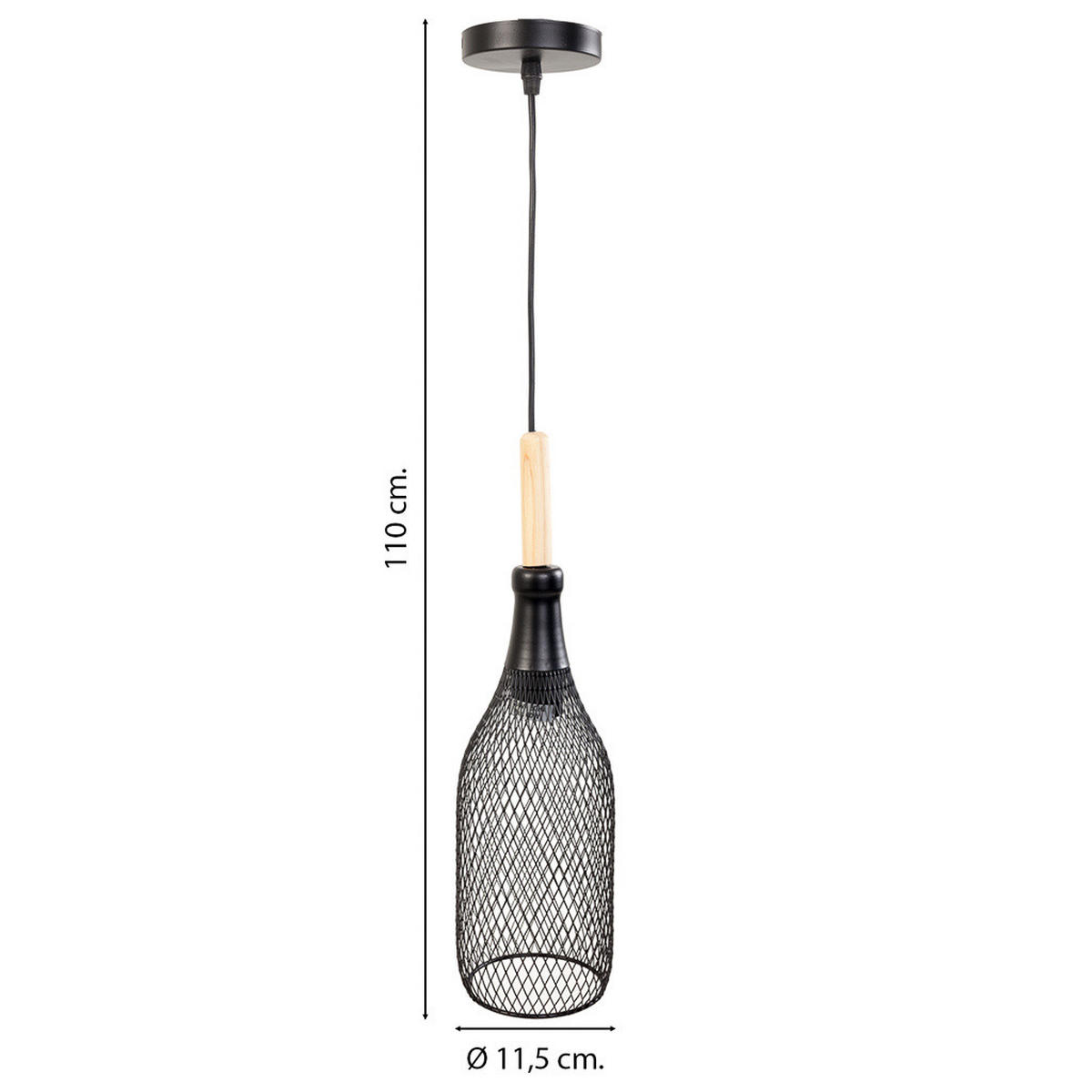 LAMPE aus Metall, schwarz, 12x41cm - Schwarz, Metall (11.5/11.5/41cm) - Wanderlust