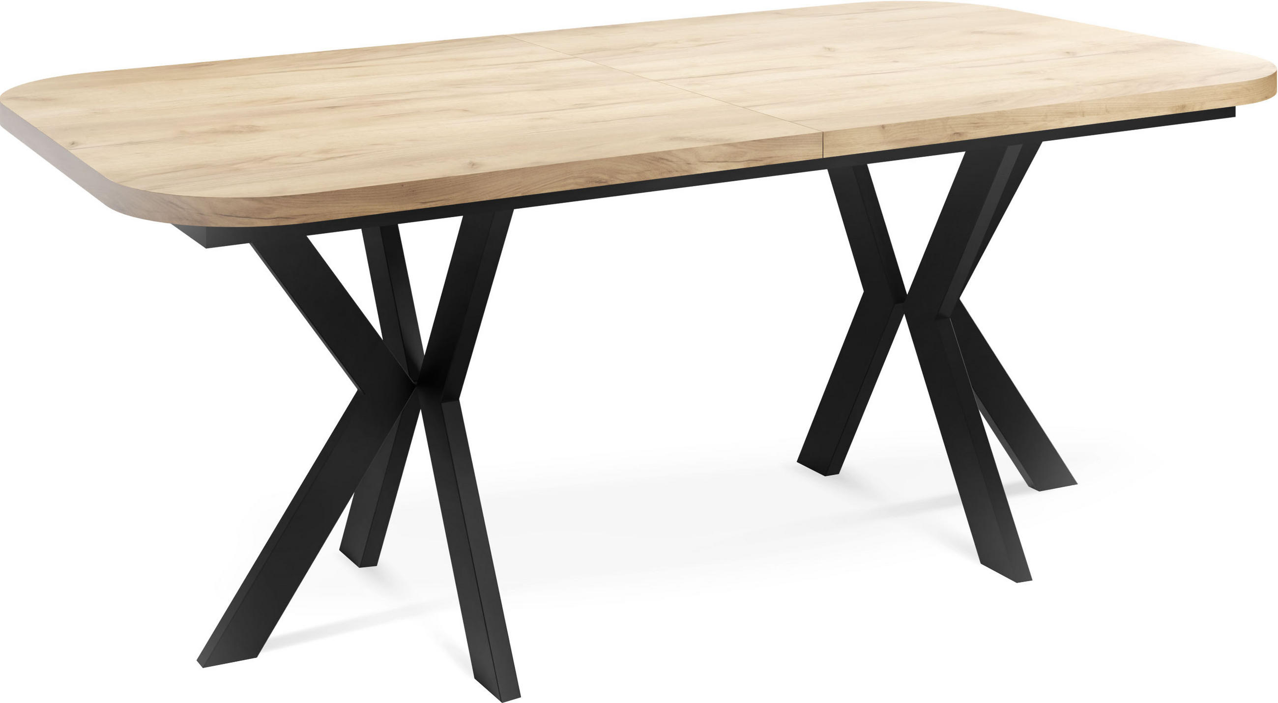 ESSTISCH Olivia ausziehbar rechteckig, Craft Eiche 200-280/100/76 - Eiche Wotan/Schwarz, Holzwerkstoff/Metall (200/100/76cm) - WFL GROUP