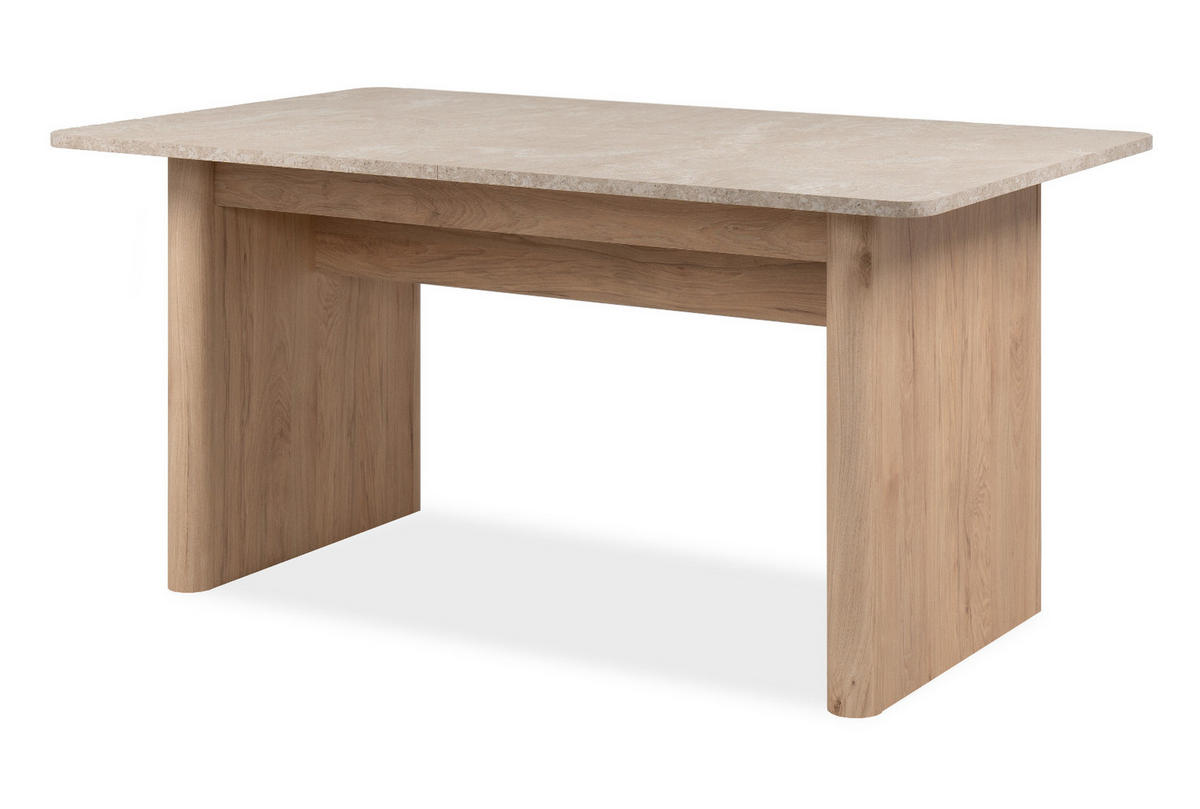 ESSTISCH Sandstein, Hickory Walnuss 160 - 200 cm, Küchentisch ausziehbar - Sandfarben/Walnussfarben, Holzwerkstoff/Metall (160/90/75cm) - Furn.Design