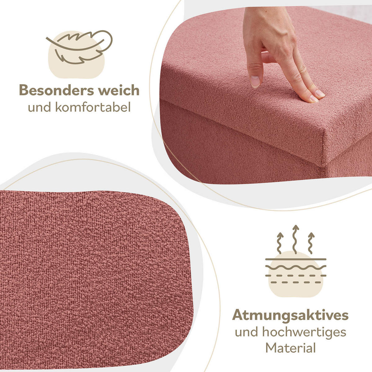 SITZHOCKER 41/31/31 cm, faltbar, Altrosa - Altrosa, Kunststoff (31/31/41cm) - Laleni