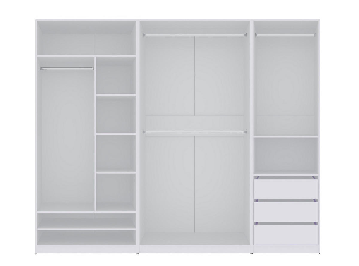 KLEIDERSCHRANK OFFEN TRES SET P/B WEIß 250/206/51 cm - Weiß, Holzwerkstoff (250/206/51cm) - Marmex Möbel