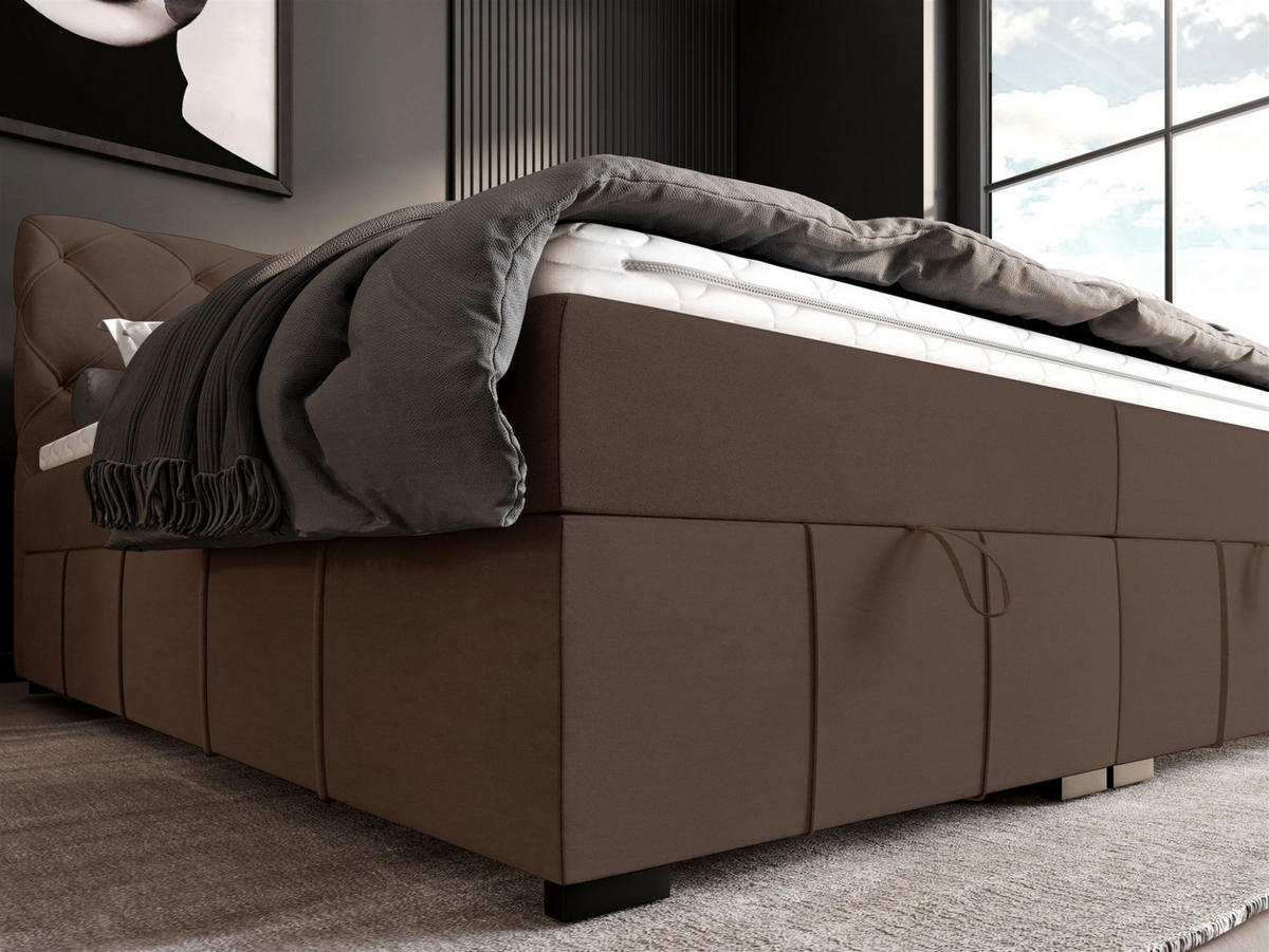 BOXBETT Gisel - Dunkelbraun, Holzwerkstoff/Textil (120/200cm) - Fun Möbel