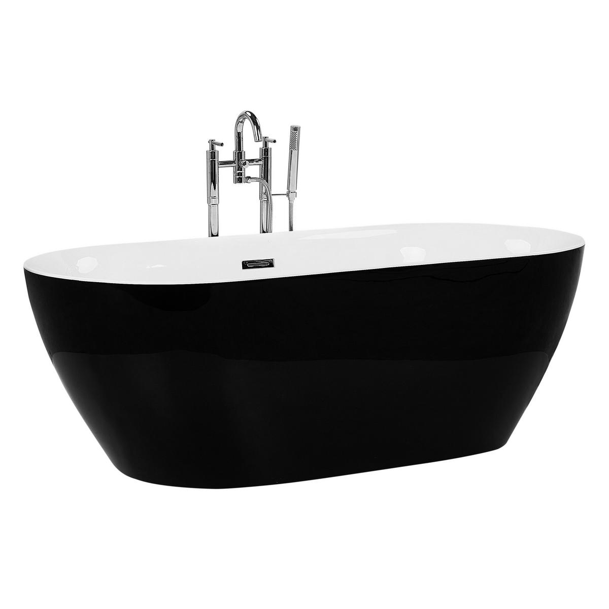 BADEWANNE FREISTEHEND 75x150x58 cm schwarz Carrera - Schwarz, Kunststoff (75/58/150cm) - Beliani