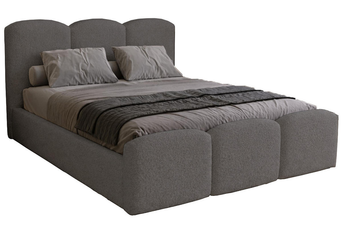 POLSTERBETT mit Bettkasten 200x200 Capri, Boucle, Grau - Grau, Holz/Textil (200/200cm) - Emporius