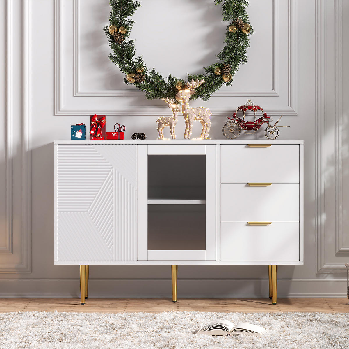 SIDEBOARD Weiß 120/38/79.5 cm - Weiß, Holzwerkstoff (120/79.5/38cm) - Urban Meuble