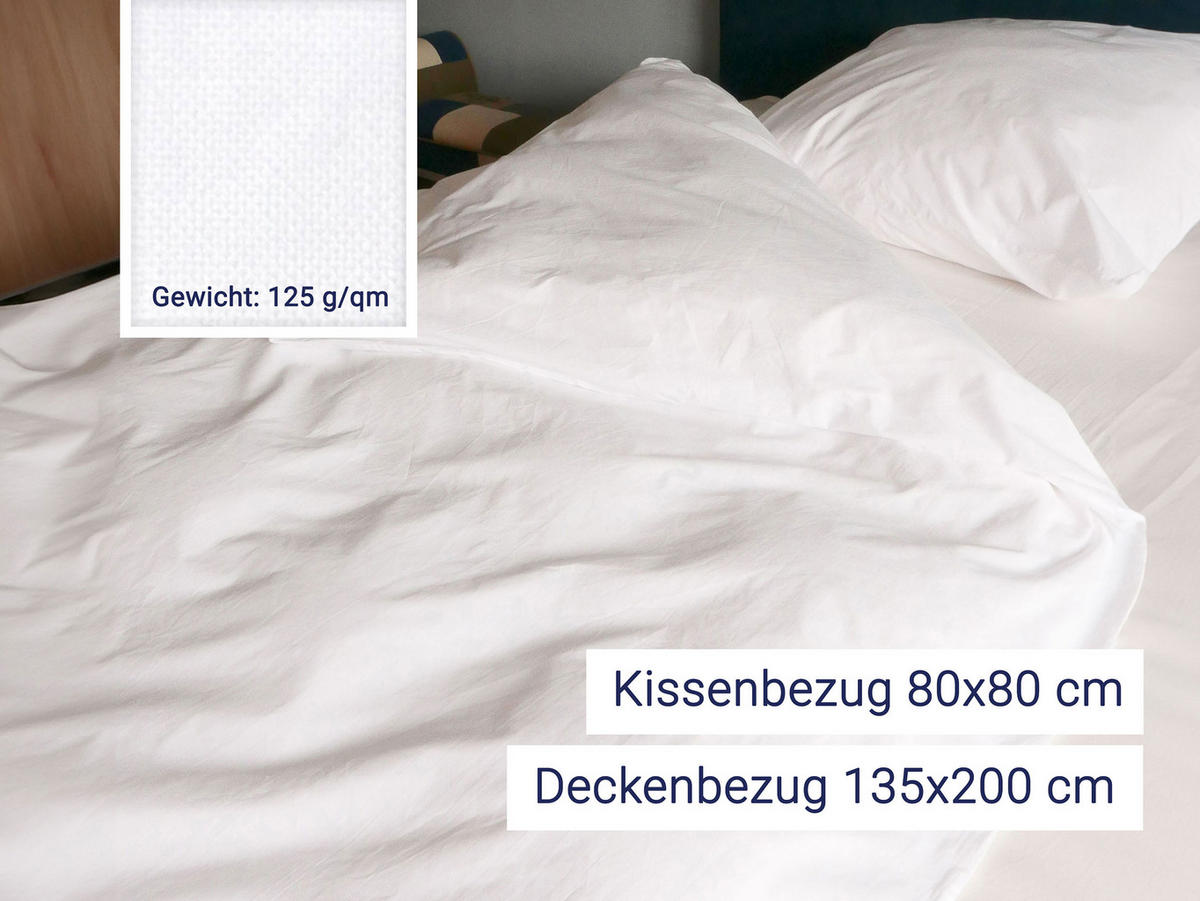 BETTWÄSCHE, 80x80+140x200 cm, 100% Baumwolle, Weiß - Weiß, Textil (140/200cm) - Zollner