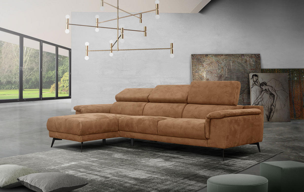 ECKSOFA FIERO 4-Sitzer, braun - Schwarz/Braun, Holzwerkstoff/Textil (158/269cm) - Courtois Laville