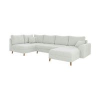 WOHNLANDSCHAFT Henrik Weiß Boucle - Ottomane rechts - Weiß/Braun, Holz/Textil (310/81/161cm) - S-Style Möbel