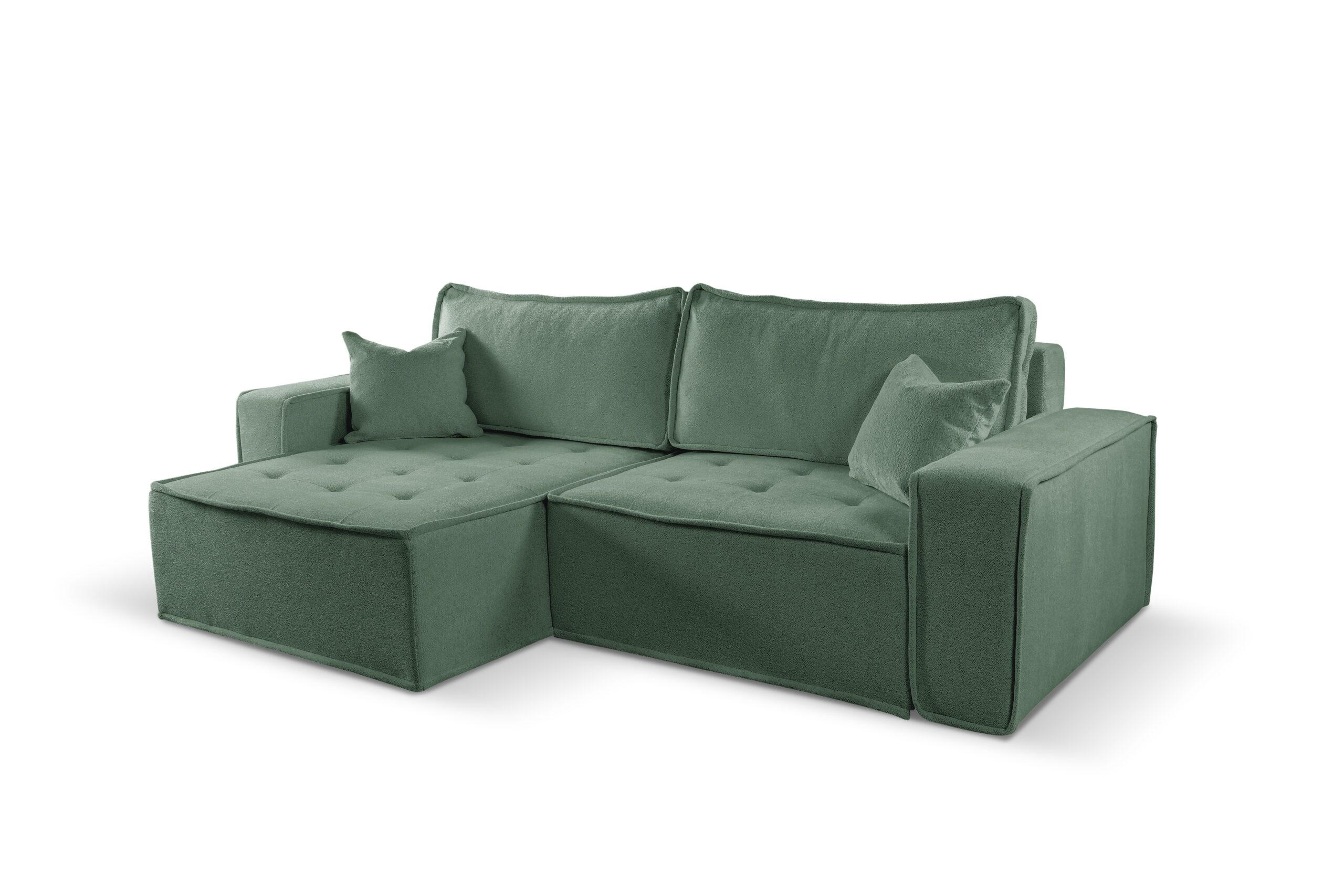 ECKSOFA Bohoo Mit Schlaffunktion Hellgrün Links - Hellgrün, Holz (140/248cm) - Kaiser Möbel