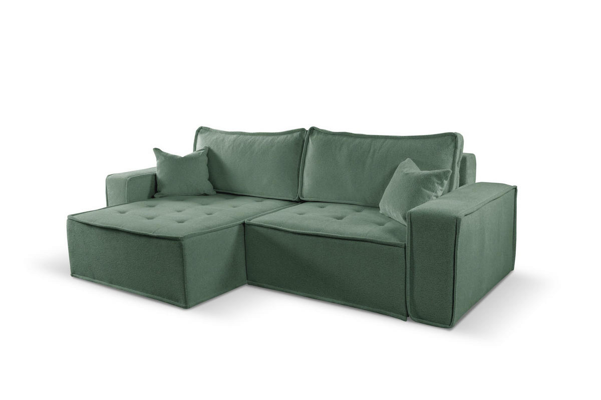ECKSOFA Bohoo Mit Schlaffunktion Hellgrün Links - Hellgrün, Holz (140/248cm) - Kaiser Möbel