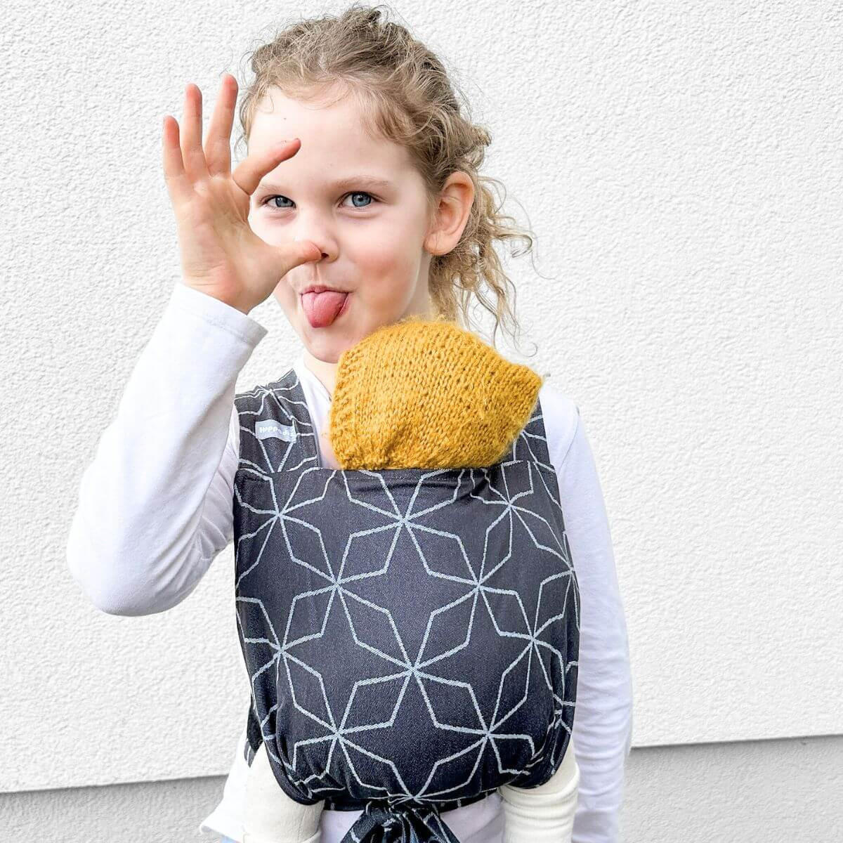 PUPPENZUBEHÖR Puppentrage - Blaugrau/Dunkelblau, Textil (25/0.1/35cm) - Hoppediz