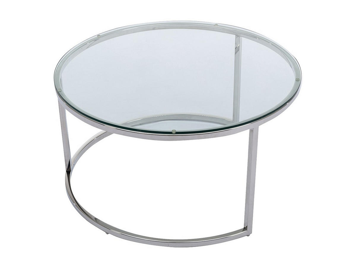 COUCHTISCH 2er-Set aus gehärtetem Glas & Edelstahl - Silberfarben - MAEVANE II - Transparent/Silberfarben, Metall (80/80/42cm) - Pascal Morabito