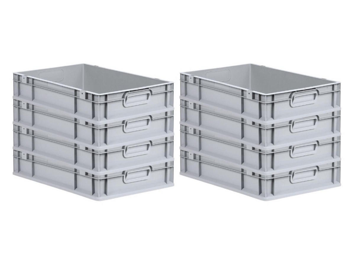 EUROBOX 8x Nextgen Economy Griffe Geschlossen 12x40x60cm 23 Liter - Grau, Kunststoff (40/12/60cm) - PROREGAL