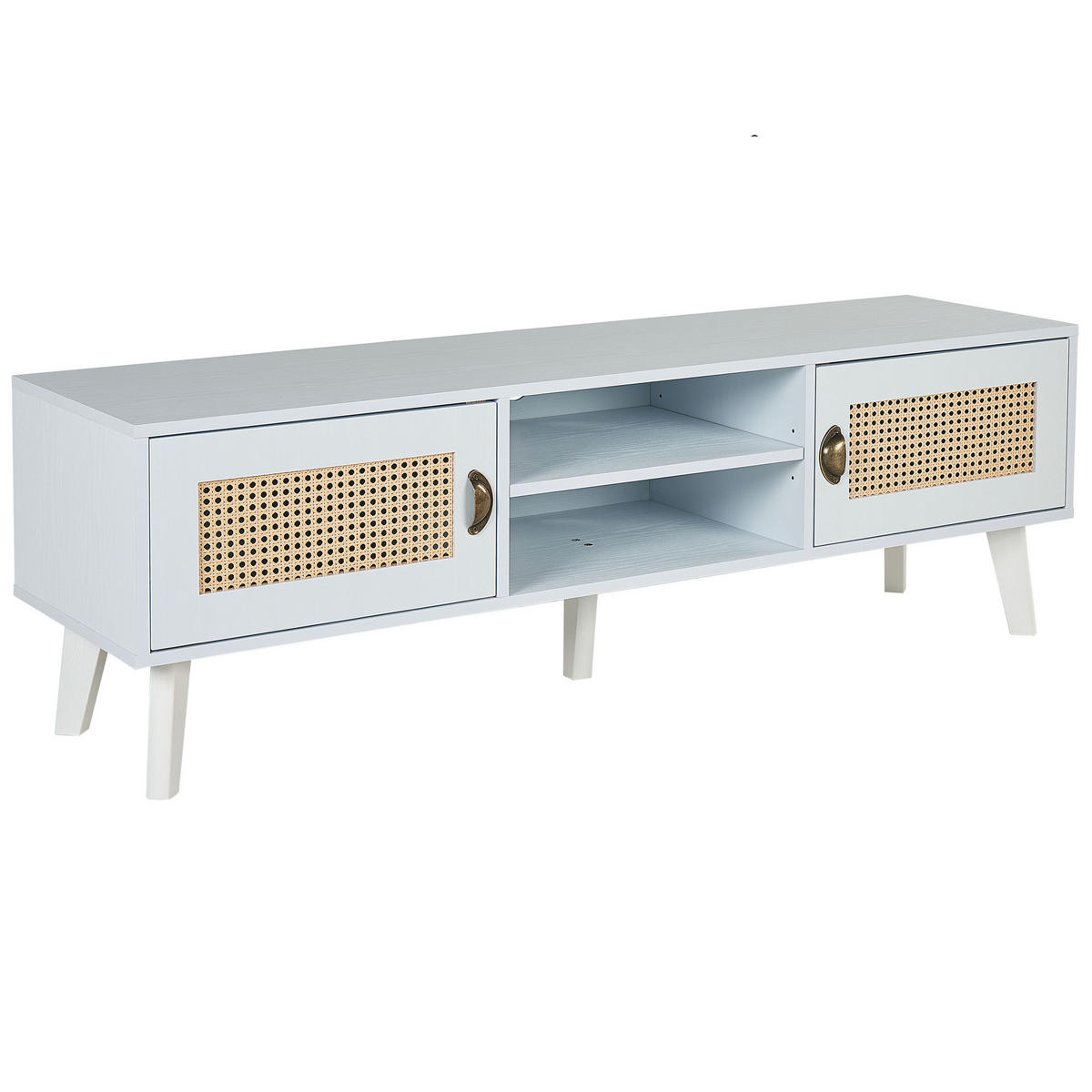 TV-MÖBEL Weiß, Beige PARTON 39/140/45 cm - Weiß, Holzwerkstoff (140/45/39cm) - Beliani