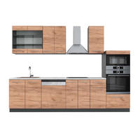 KÜCHENZEILE Fame-Line Goldkraft Eiche/Anthrazit 300 cm mit Hochschrank, AP Marmor - Honigeiche/Anthrazit, Holzwerkstoff (300/81.6/60cm) - Vicco