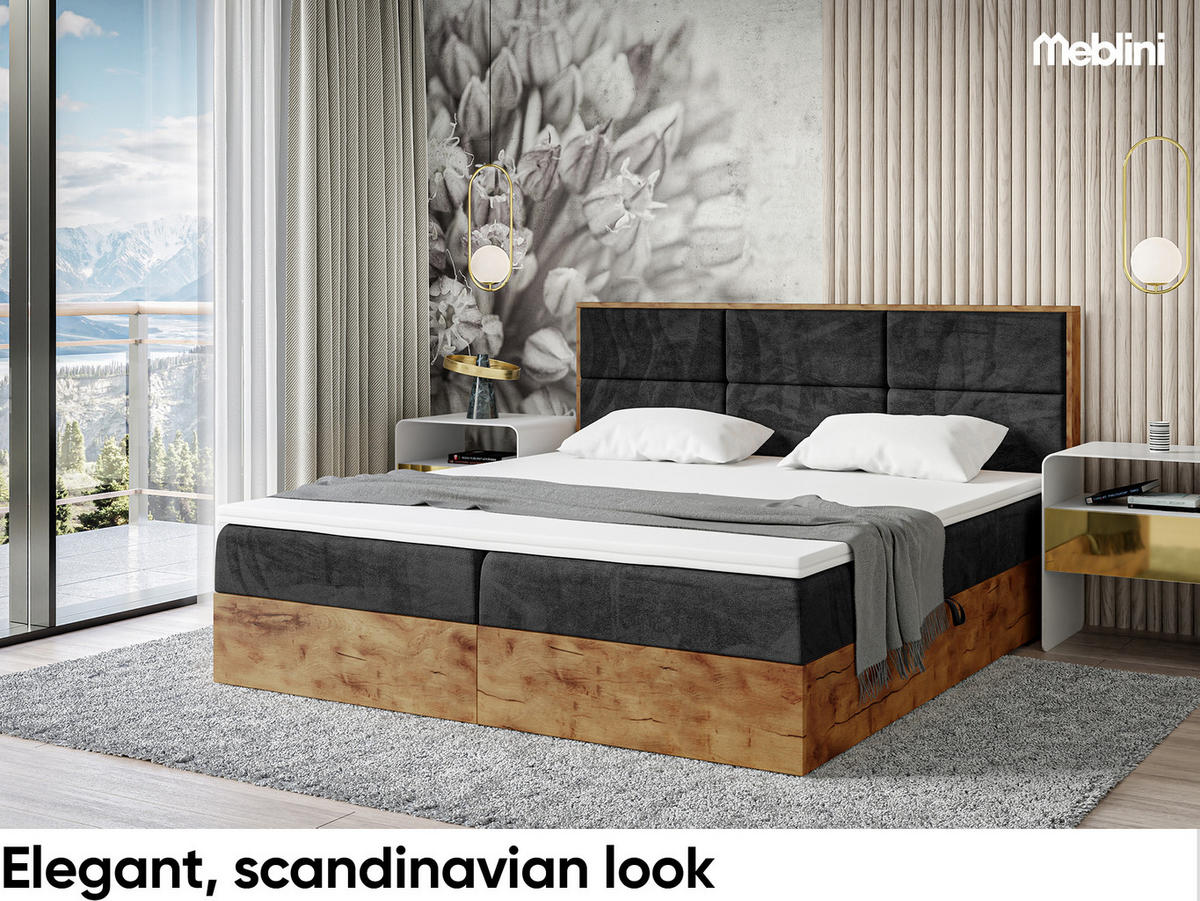 BOXBETT Lofty 2 - Schwarz, Holzwerkstoff/Textil (200/200cm) - Meblini