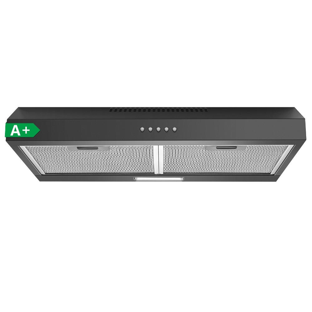 DUNSTABZUGSHAUBE Unterbau, ENERGIEEFFIZIENZKLASSE A+, 250 M³/h, Mit LED Beleuchtung, Edelstahl, Für Küchen, 60 Cm - Schwarz, Metall (14.02/49.02/64cm) - Rolipo