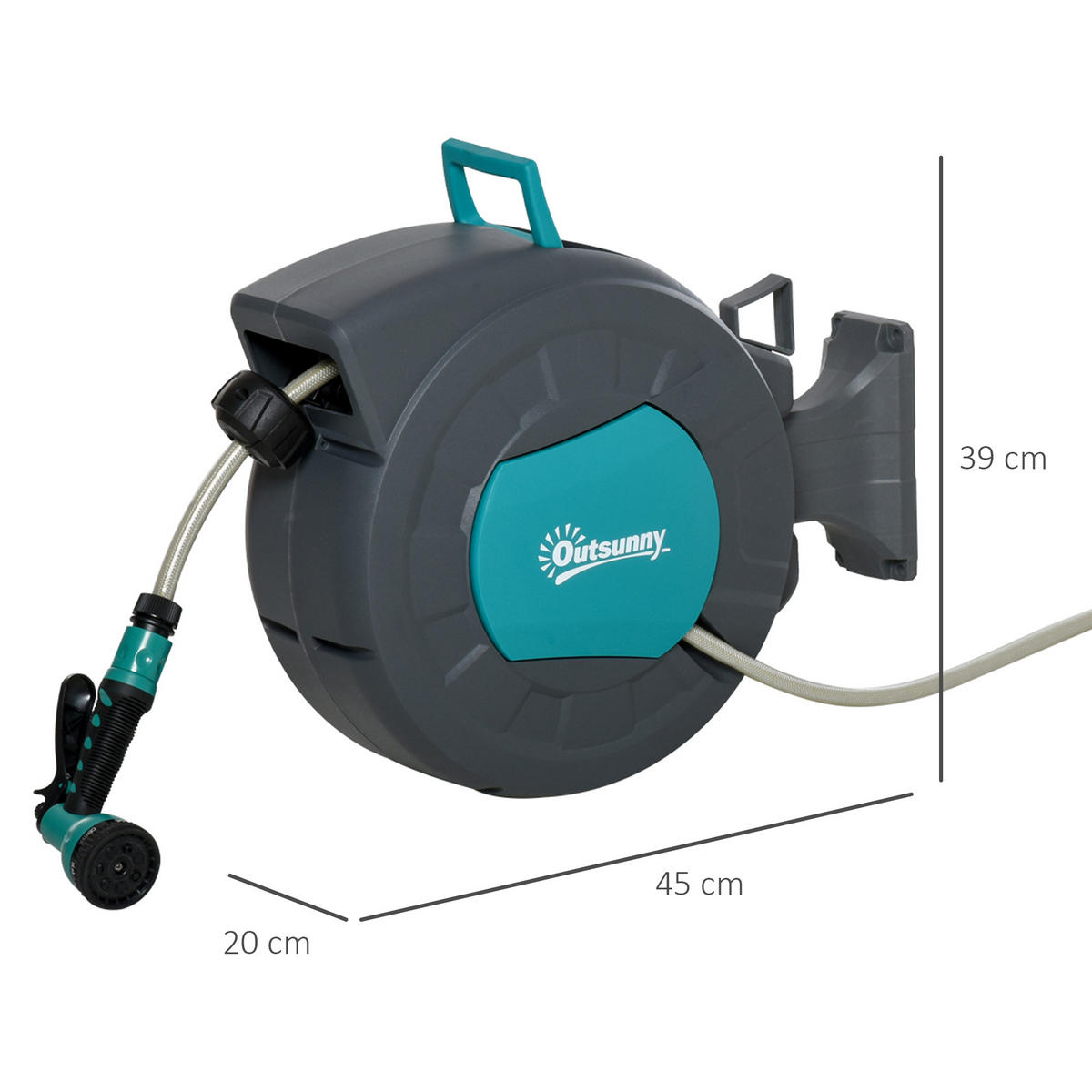 SCHLAUCHAUFROLLER DE-13741 Türkis & Grau - Türkis, Kunststoff (17/40/50cm) - ComfortXL