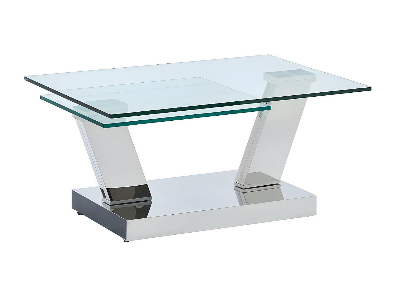 COUCHTISCH mit drehbaren Tischplatten - Sicherheitsglas & Metall - OYRUS - Transparent, Glas (155/60/43cm) - Vente-Unique