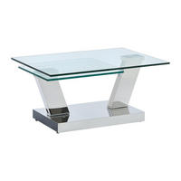 COUCHTISCH mit drehbaren Tischplatten - Sicherheitsglas & Metall - OYRUS - Transparent, Glas (60/155/43cm) - Vente-Unique