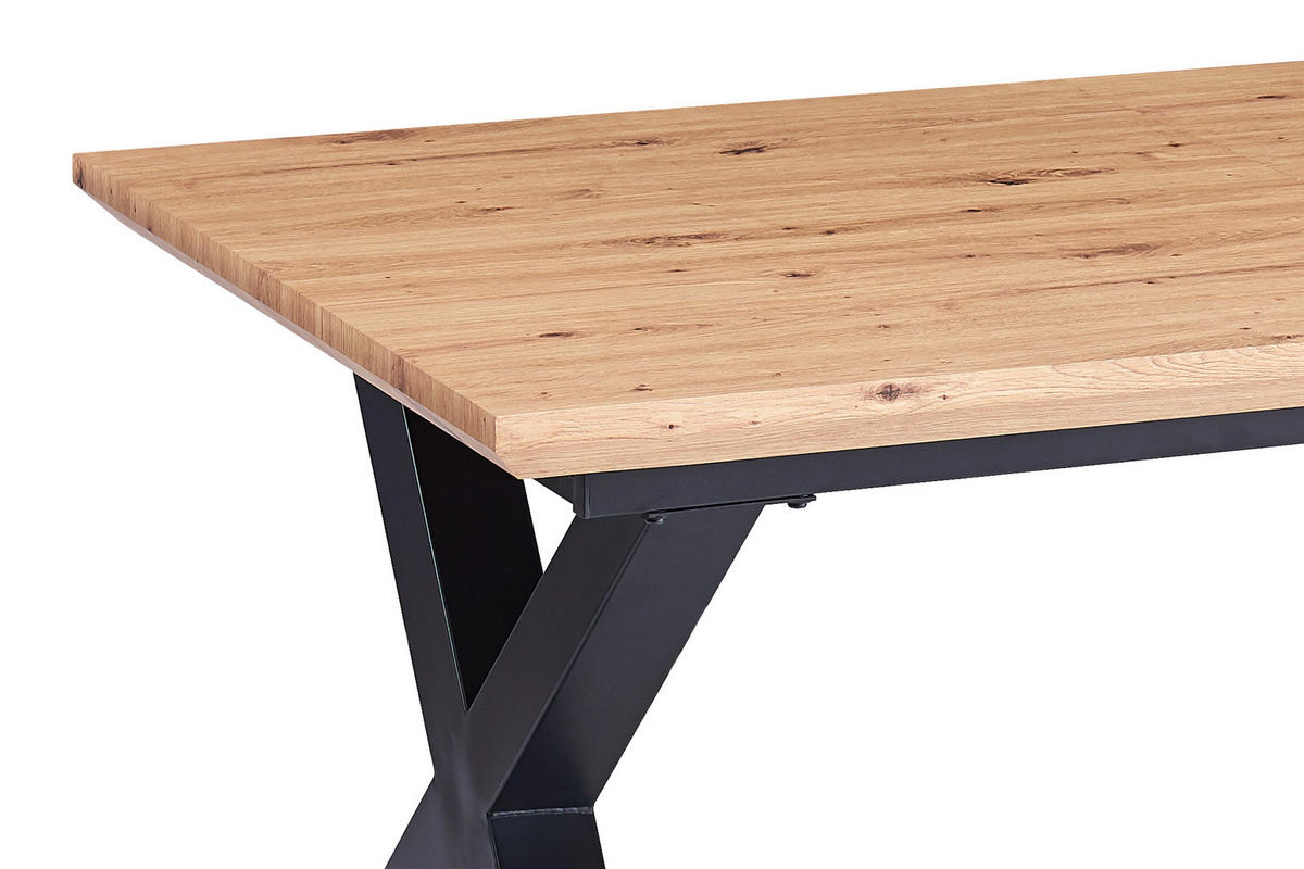 ESSTISCH BIRD X - Eichefarben/Beige, Holz/Metall (90/180/77cm) - SAM