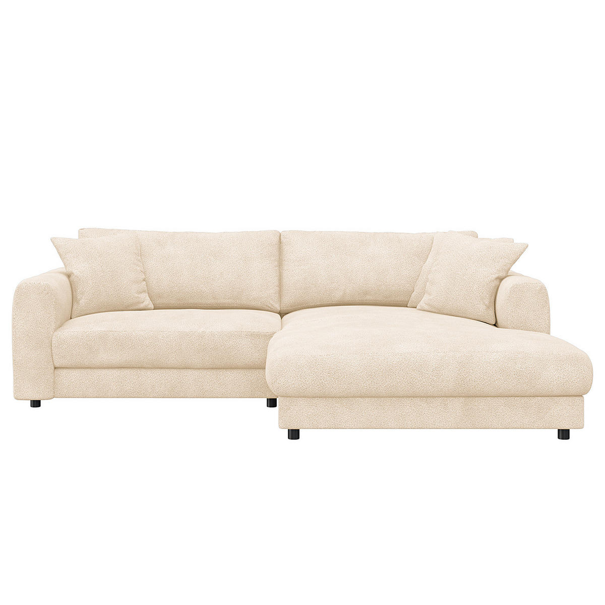 ECKSOFA mit Longchair - Beige/Schwarz, Holz/Kunststoff (238/183cm) - home24