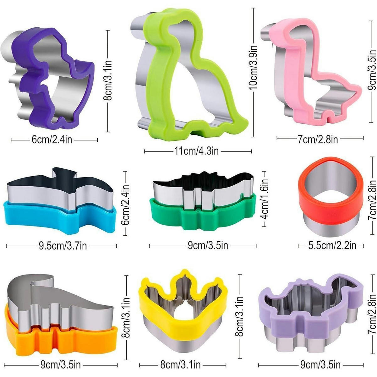 AUSSTECHFORM Dinosaurier 9-teiliges Set - Multicolor, Metall (10/4.1/11cm)