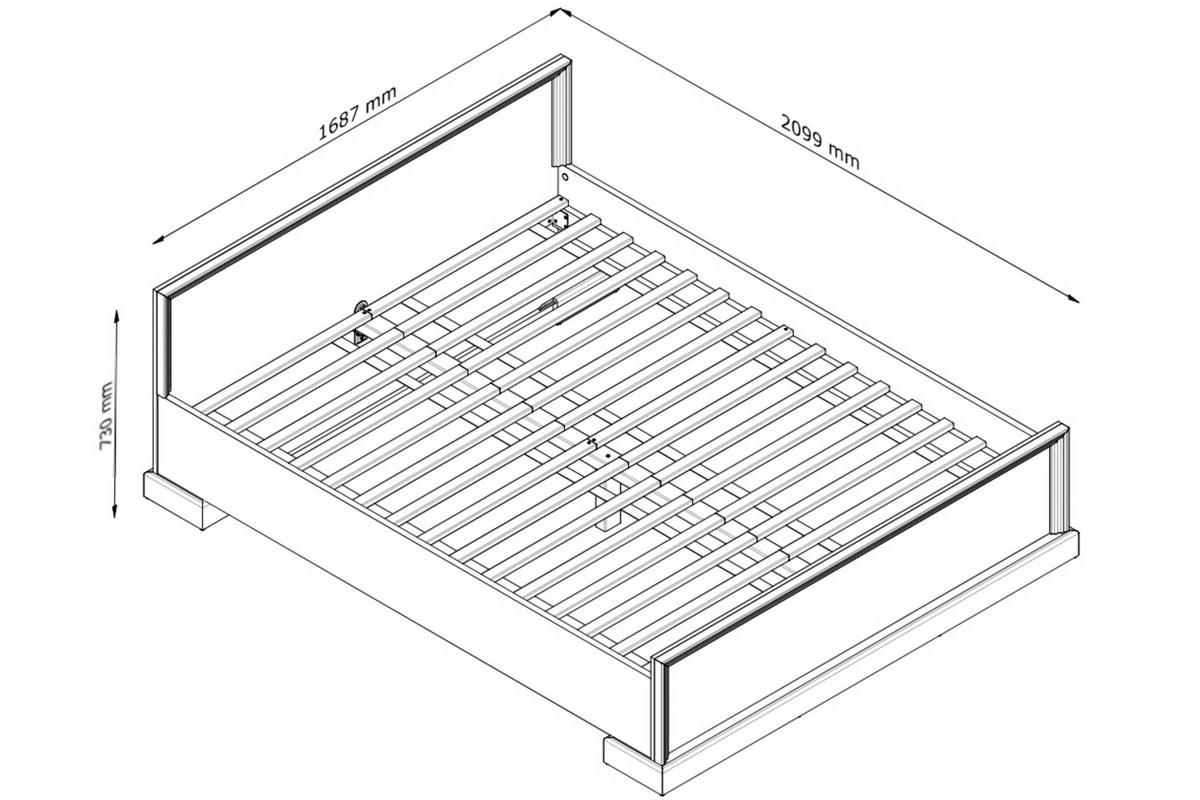 BETTRAHMEN ARVEN mit Kopfstütze, Cremeweiß - Eichefarben/Creme, Holz (160/200cm) - KONSIMO®
