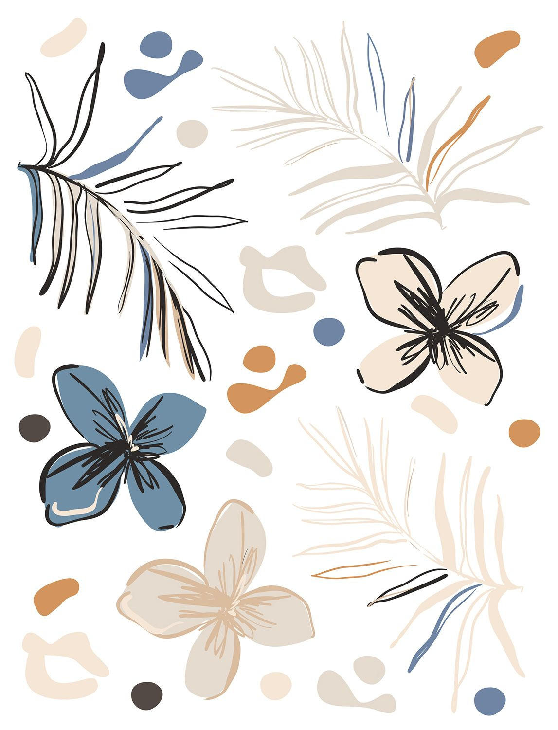 WANDTATTOO Blumenmuster 85 x 65 cm - Multicolor, Papier (85/65/65cm) - Sanders & Sanders
