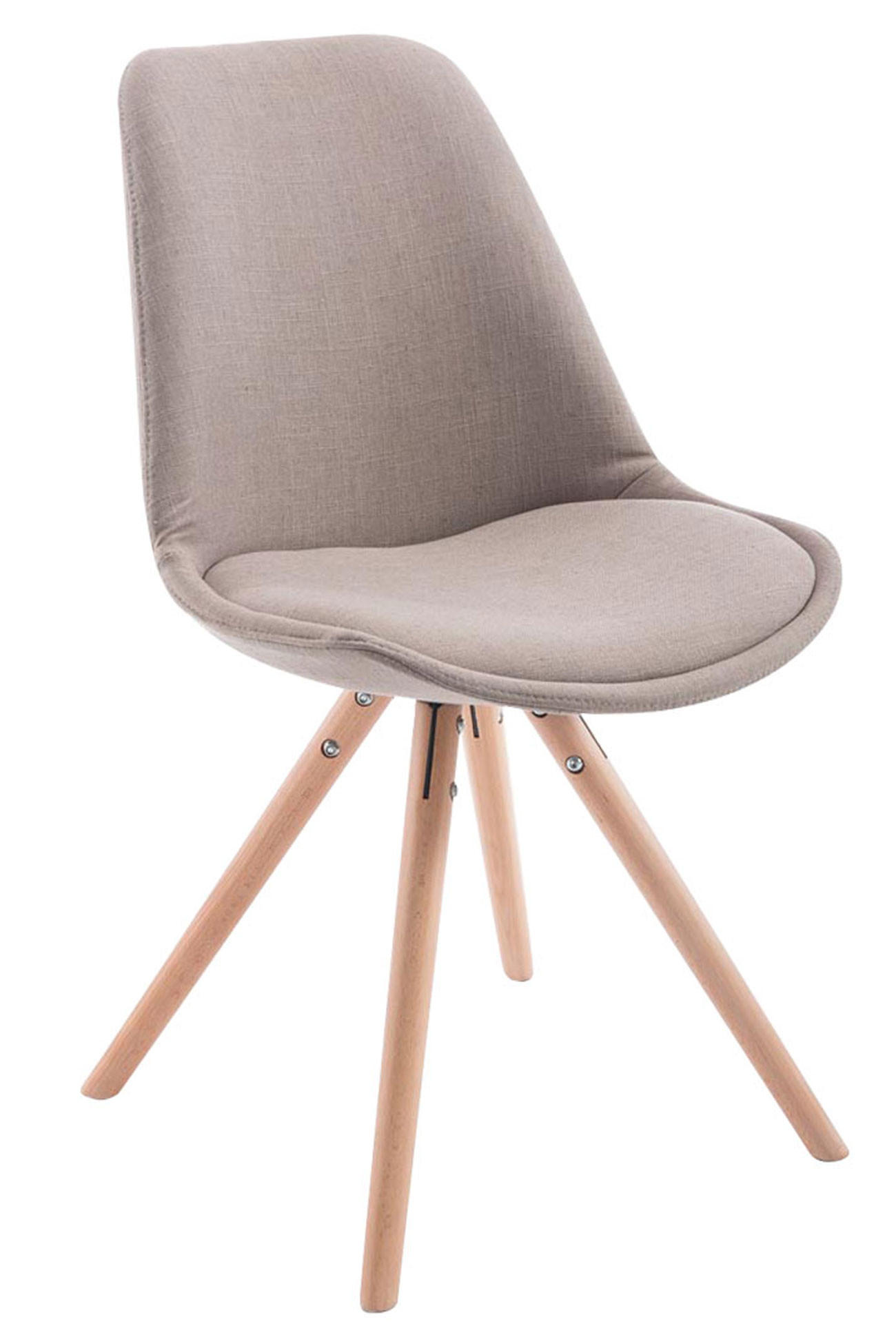 BESUCHERSTUHL Toulon Stoff, Gestell Buchenholz Natura Rund Taupe - Taupe/Naturfarben, Holz/Buchenholz (48/83/56cm) - TPFLiving