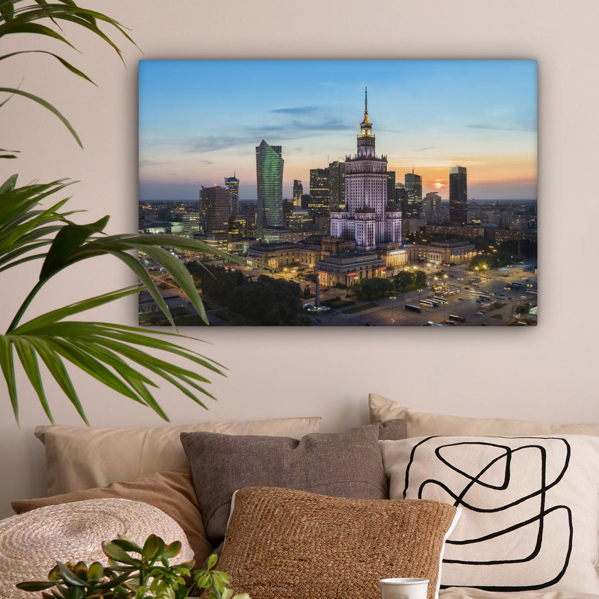 LEINWANDBILD Polen - Sonne - Warschau Gemälde 60x40 cm - Blau, Textil (60/40cm) - MuchoWow