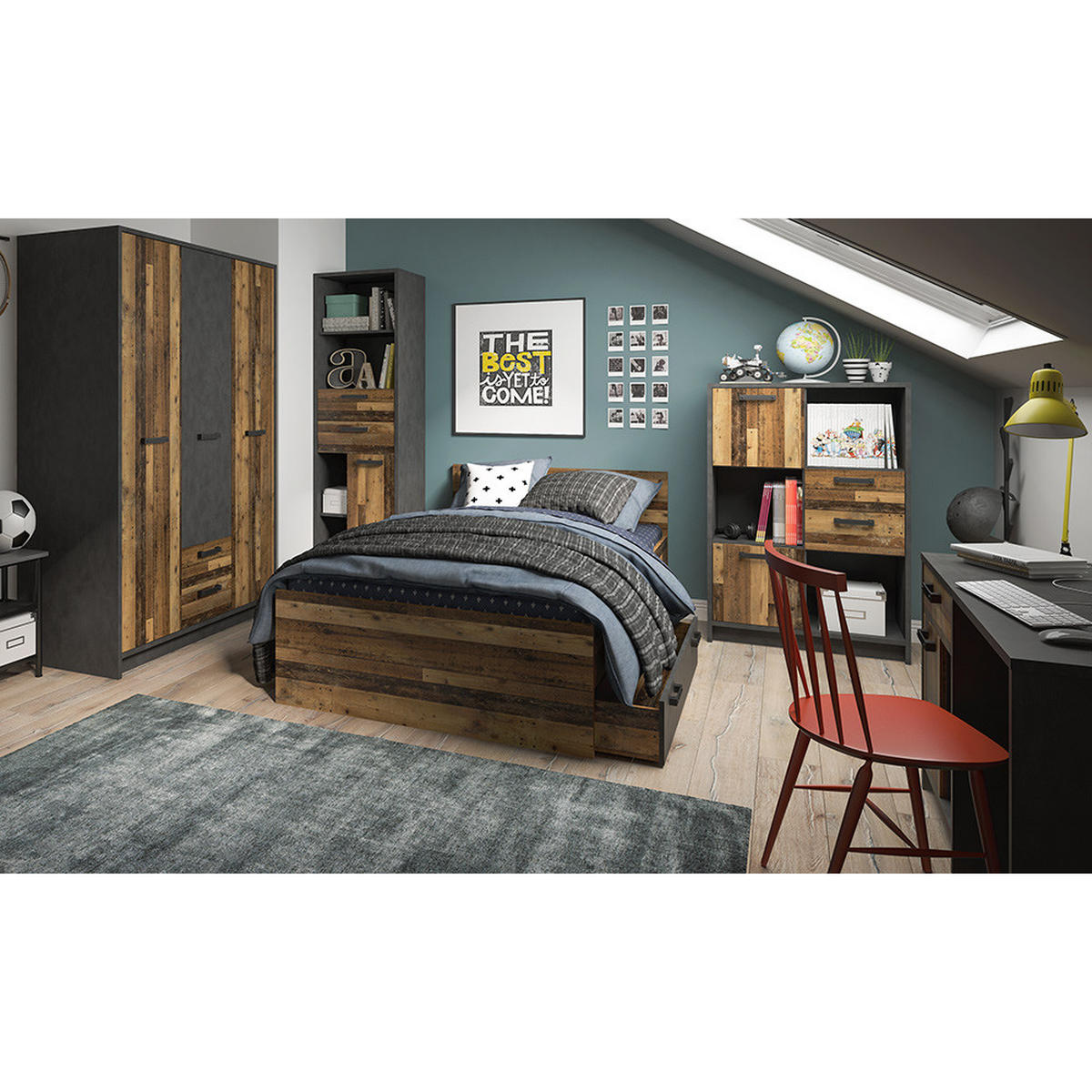KLEIDERSCHRANK Nelson-129 - Braun, Holzwerkstoff (128/196/60cm) - Lomado