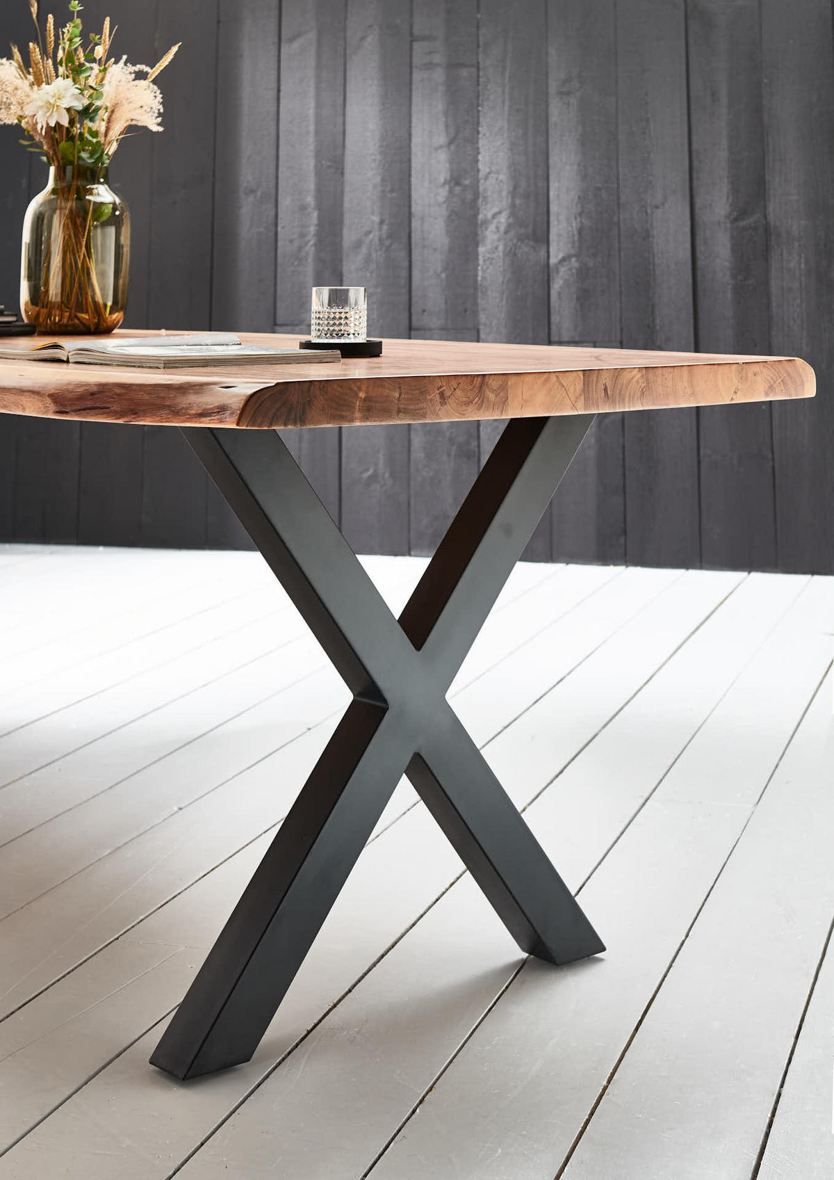 ESSTISCH XEREZ - Beige/Schwarz, Holz/Metall (100/220/79cm) - SAM