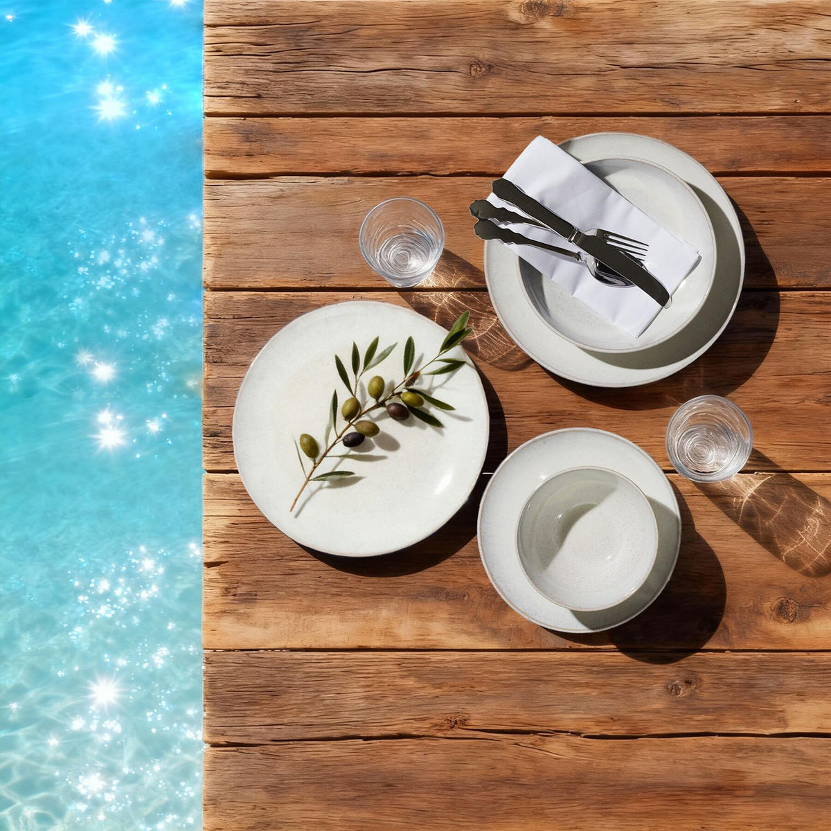 TAFELSERVICE Mare, ineinander stapelbar, grau - Grau, Keramik (26.5/2.5/26.5cm) - tectake