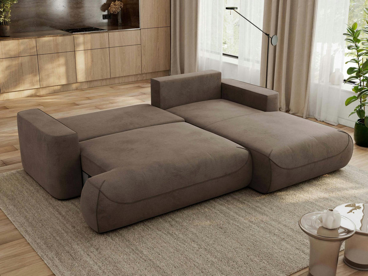 ECKSOFA OVO L Braun Velvet - Rechts Seite - Schwarz/Braun, Kunststoff/Textil (195/271cm) - MKS