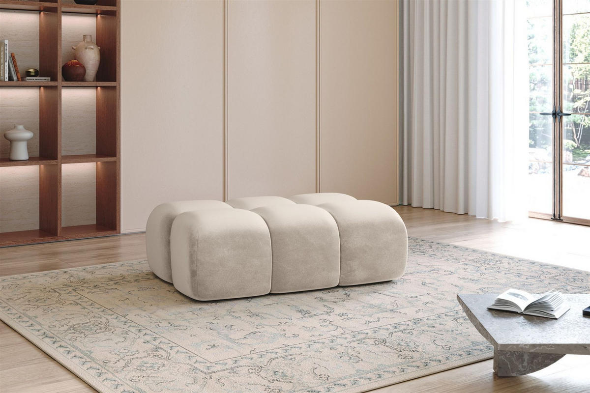 POLSTERHOCKER Darcy - Beige, Holzwerkstoff/Textil (128/44/85cm) - Fun Möbel