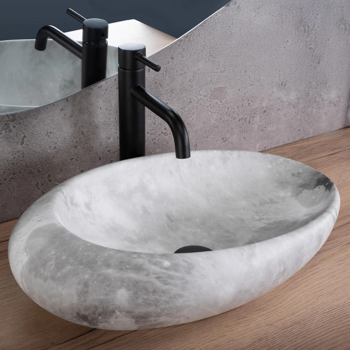 AUFSATZWASCHBECKEN Rea Roxy C Stone L.grey - Weiß, Keramik (31/13.5/49cm) - REA