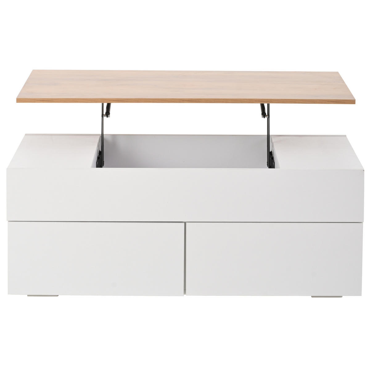 COUCHTISCH höhenverstellbar 100 x 50 cm Weiß Holzoptik - Weiß, Holzwerkstoff (100/50/40cm) - Meubliv