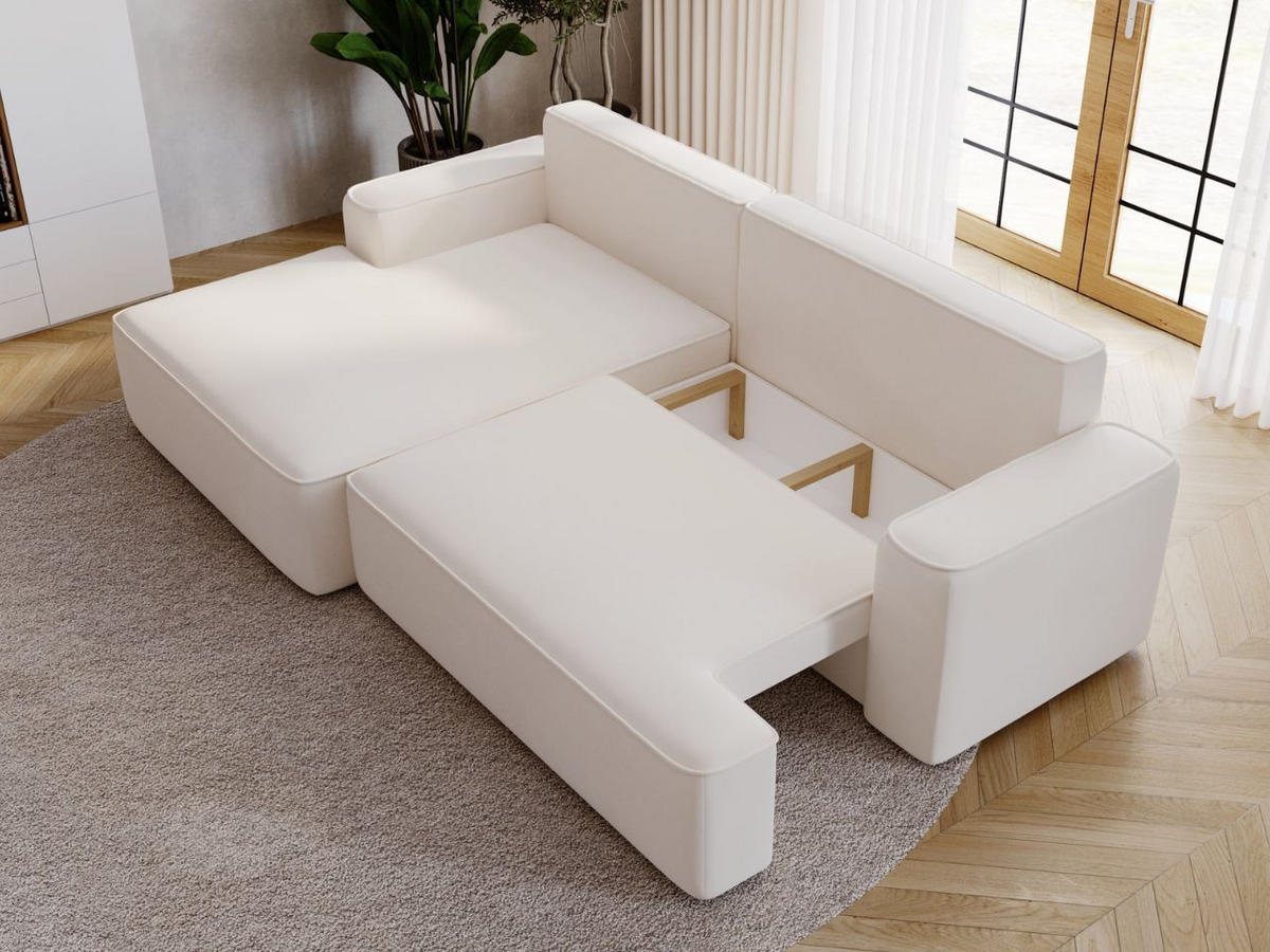 ECKSOFA California Creme Links - Creme, Holz/Textil (165/270cm) - Graingold