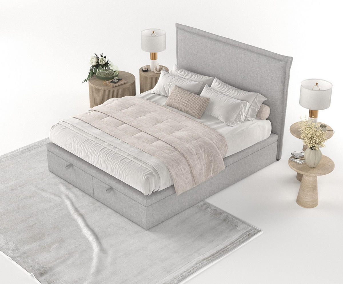 POLSTERBETT Eliot mit Stauraum 160/200 cm Grau im Megan Stoff - Schwarz/Grau, Holz/Holzwerkstoff (160/200cm) - AltaBeds