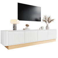 TV-LOWBOARD mit 4 Türen 200 x 40 cm MDF Weiß - Weiß, Holzwerkstoff (40/47.5/200cm) - Beauniv