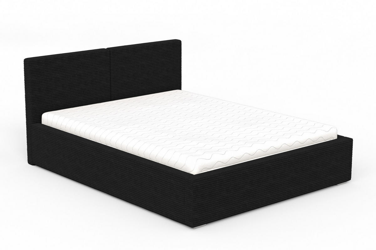 POLSTERBETT VENA 140/200 in Cord Schwarz - Schwarz, Holzwerkstoff/Textil (140/200cm) - Deine Möbel 24