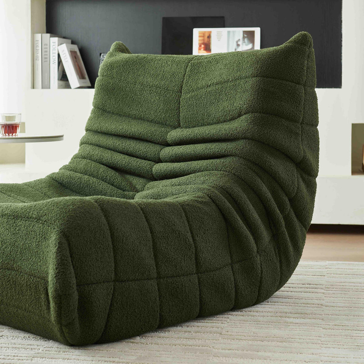 LOUNGESOFA 110/85/79 cm aus Teddy Optik in Grün mit Rückenlehne - Grün, Textil (110/79/85cm) - BEAOK