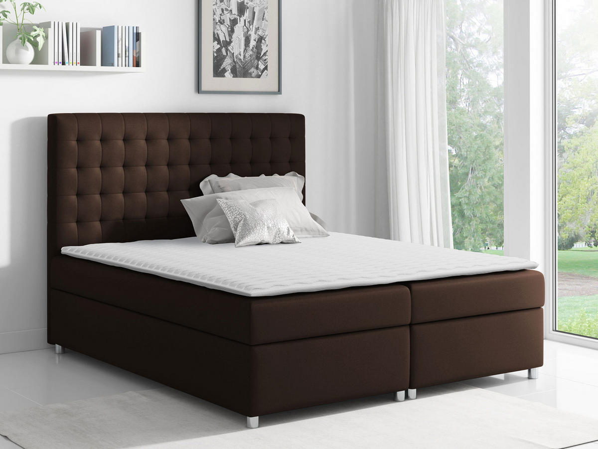 BOXBETT Asti - Dunkelbraun, Holz (200/200cm) - MIRJAN24