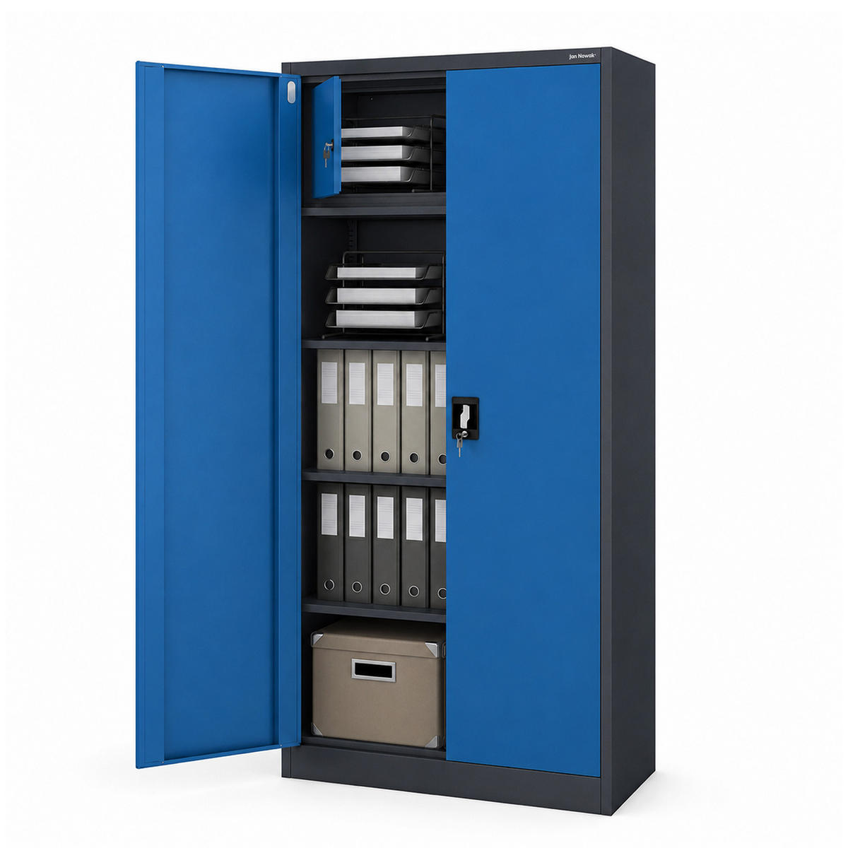 METALLSCHRANK mit Stauraum TOMASZ 185x90x45 cm - Blau/Anthrazit, Metall (90/185/45cm) - Jan Nowak