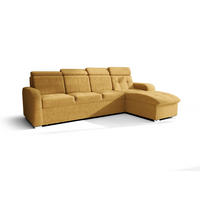 ECKSOFA KONGO RBN10, Eckcouch in L-Form mit Schlaffunktion, Farbe: Gelb, Velourstoff, Ottomane Rechts - Gelb, Textil (315/169cm) - O-Sofa